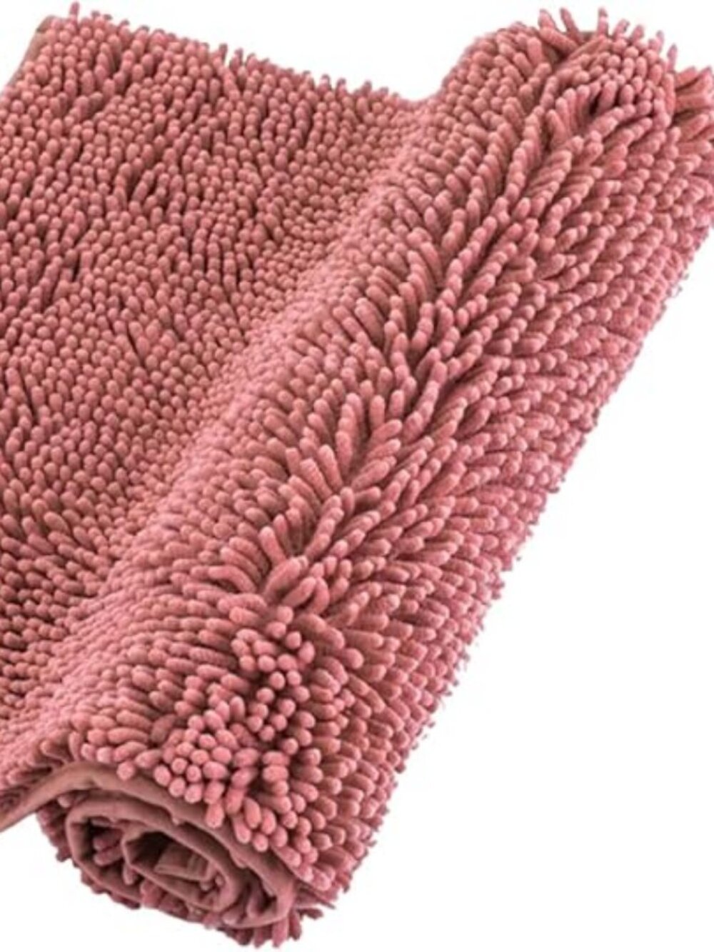 Chenille Bathroom Rugs Non Slip Bath Bathroom Accessories (Pink, 16" x 24")